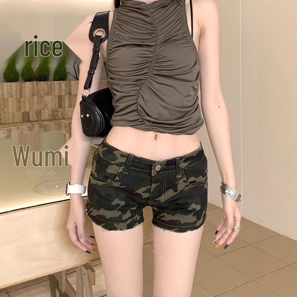 

Elastic Women s Camouflage Denim Shorts - 2025 Summer Slimming A-line Fit Extra Large