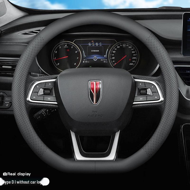 Universal Genuine Leather Steering Wheel Cover for Hongqi H5/HS5/HS7/H7/HS3/H9 - Ultra-thin, All-Season