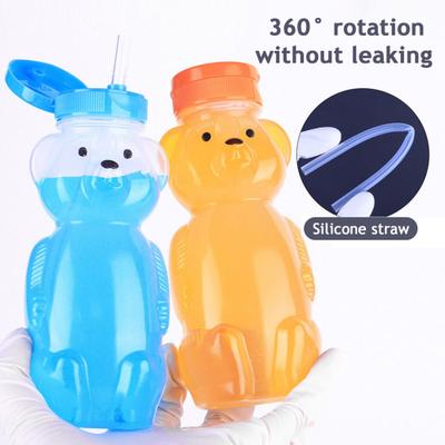 Yousheng 230ml Taza con Pajita Forma de Oso Taza de Beber Segura para Niños con Tapa de Seguridad Pajitas Taza Agitable para Bebés a Prueba de Derrames Artículos para Beber