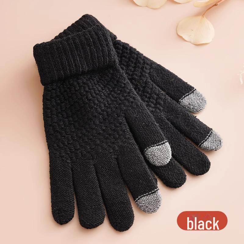 Unisex Touchscreen Gloves: Velvet-Lined Wool for Warmth, Cold-Proof, Ideal for Autumn/Winter Outdoor Cycling