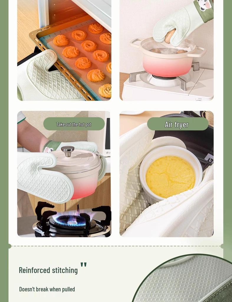 Guanti da forno in silicone resistenti al calore: Antiscivolo, Spesso, Impermeabile, Protezione Anti-Scottatura
