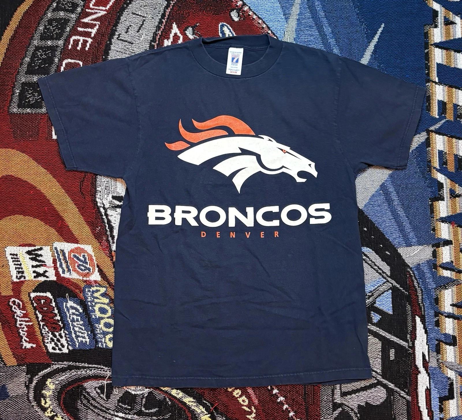 Vintage Denver Broncos Shirt Logo 7 Medium Blue NFL Football Tee 90s XL