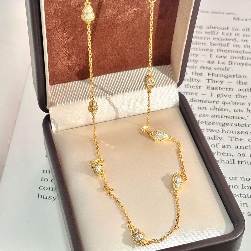 Vintage Gold Pendant Necklace With Copper Coin Charm Women Elegant Chinese-Inspired Minimalist Jewelry Gold