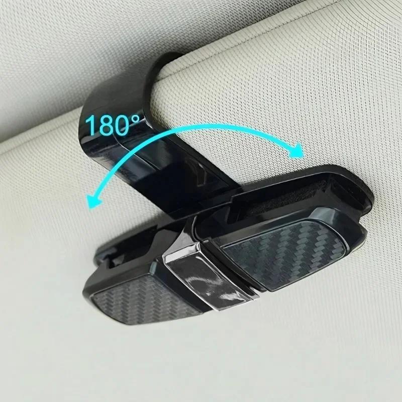 1PC 180 Degree Glasses Holder for Car Sun Visor, Sunglasses Eyeglasses Mount with Ticket Card Clip Car Sun Visor Car Interior
