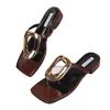 Foreign trade large-size flip-flops women 2025 summer new European and American fashion metal buckle feet wearing beach cool slippers