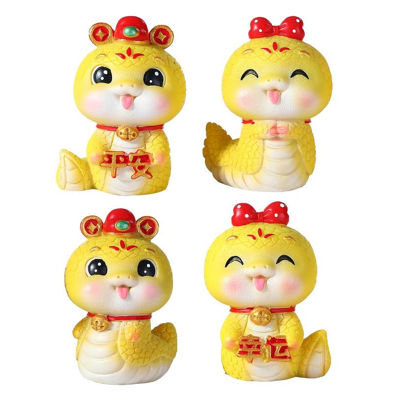 Cartoon Snake Figurine Miniature 2025 New Year Decoration Ornament Chinese New Year Snake Figurine New Year Creative Gift