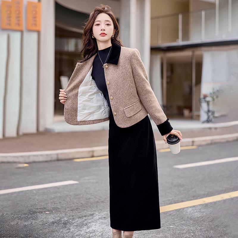 

Women s Autumn & Winter Down Coat & Skirt Two-Piece Set - Elegant Style HG6358 S 90-105 lbs