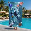 Orca Leaping In Tropical Flower Theme Polyester Microfiber Beach Towel Is Highly Absorbent, Suitable for Swimming Beach Outings