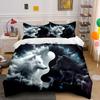 Yin Yang Wolf Decor Set Multiple Sizes Kid'S And Adults' Bedroom Exquisite 3Pc Bedding Set, Gift