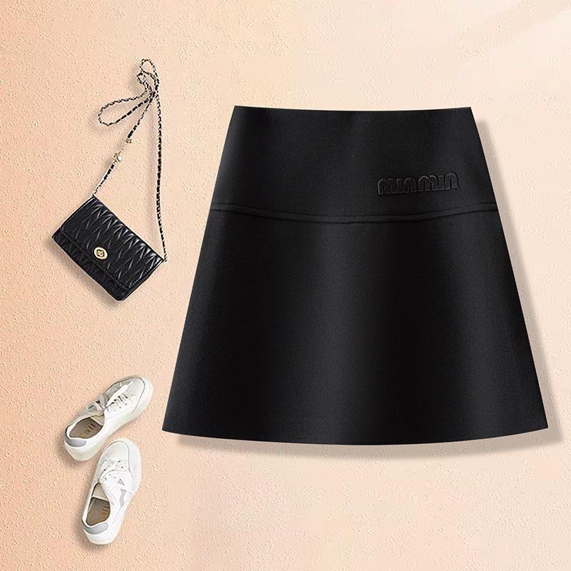 

Women s High-Waist A-Line Wool Blend Skirt Pants - Autumn/Winter 2025 Fashion Collection S (85-95 jin) чёрный
