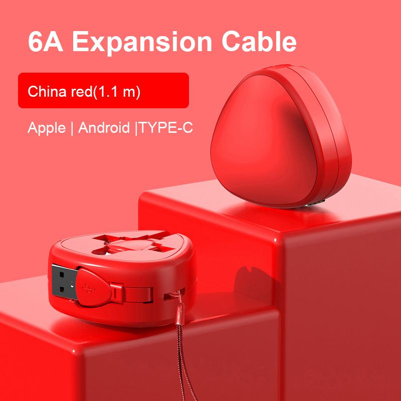 

120 Вт 6 А 3 в 1 сверхбыстрый зарядный кабель для передачи данных портативный выдвижной USB Micro Type-C кабель для iPhone Xiaomi Samsung