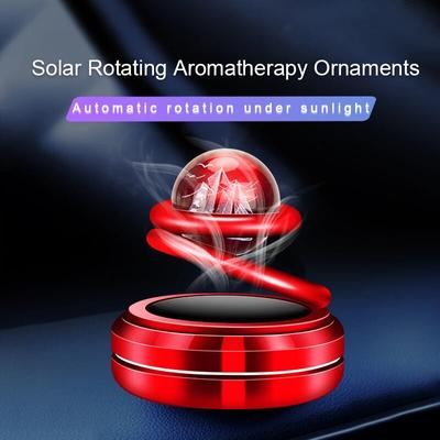 Solar Energy Car Air Freshener with Double Loop Rotary Suspension Dashboard Perfume Seat, Auto Aromatherapy Diffuser Interior Decor