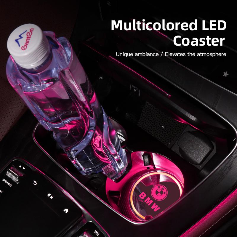 BERV3 Car Smart Illuminated Coaster Water Cup Bottle Holder Anti-slip Pad Auto StickeFor BMW X1 X2 X3 X5 X4 X6 X7 iX3 F20 F10 F07 E70