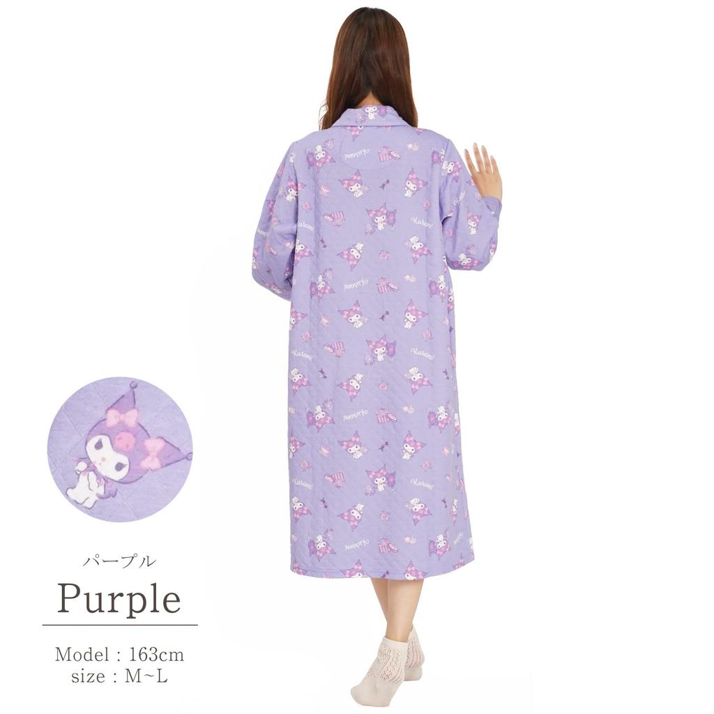 SAN1566 Kuromi Knit Quilt Dress Room Wear Kuromi Sanrio Makeup Kuromi [Southzak] Women's (Purple/M-L Size)