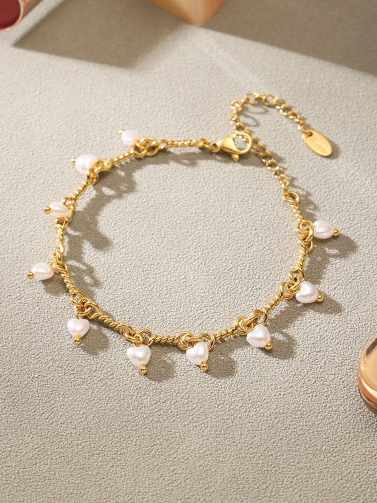 Multi Heart Beads Charms Necklace Bracelet For Women 18k Gold Plated Waterproof Non Tarnish Women's Necklaces Matching Bracelets