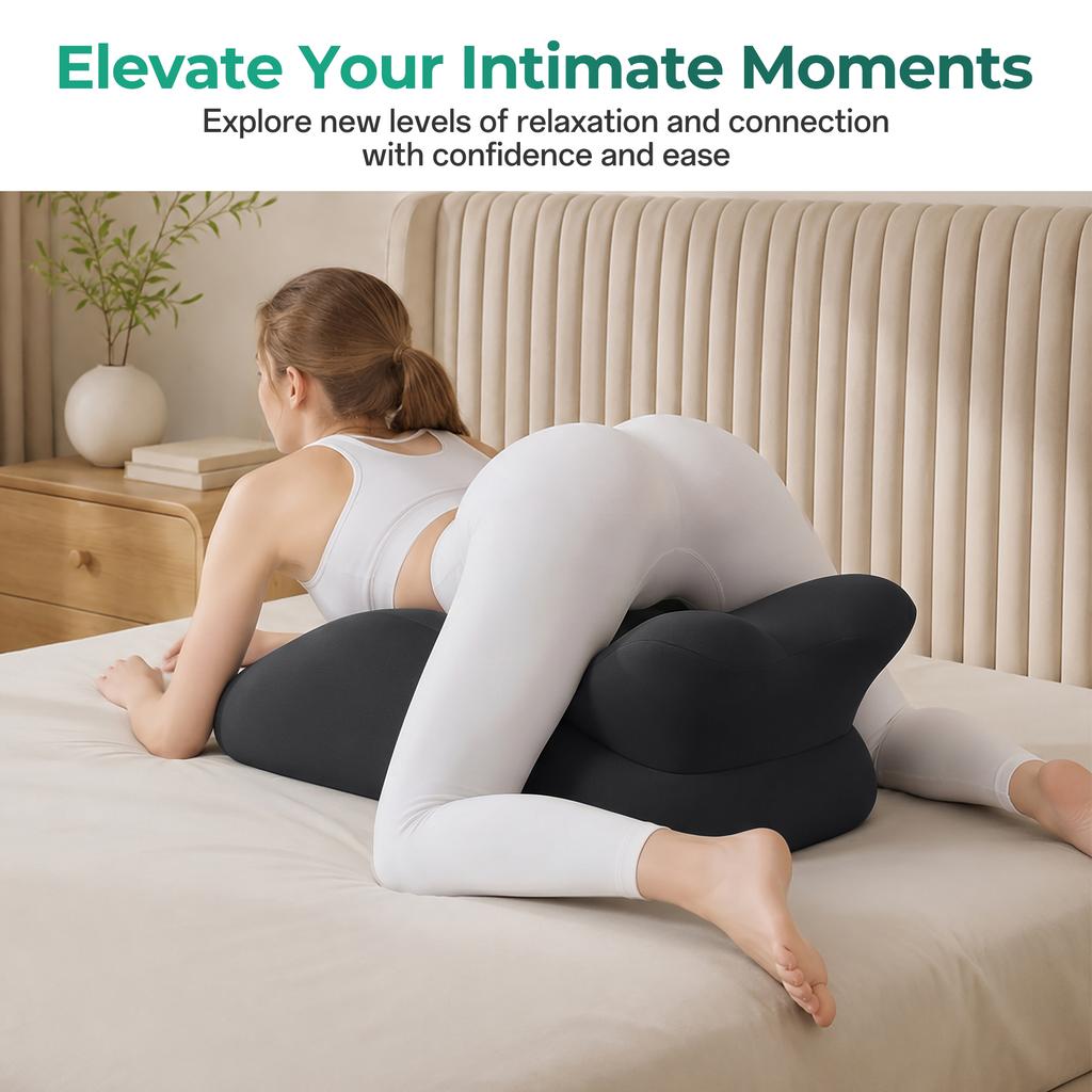 Sex Pillow for Couples – 27° Intimate Wedge Pillow, Memory Foam, for Intimate Positions & Sex Positions, Washable, Couple Pillow, Black