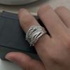 Geometric Open Multi-Layer Hollow Ring for Women - Irregular Lines, Trendy Index Finger Design