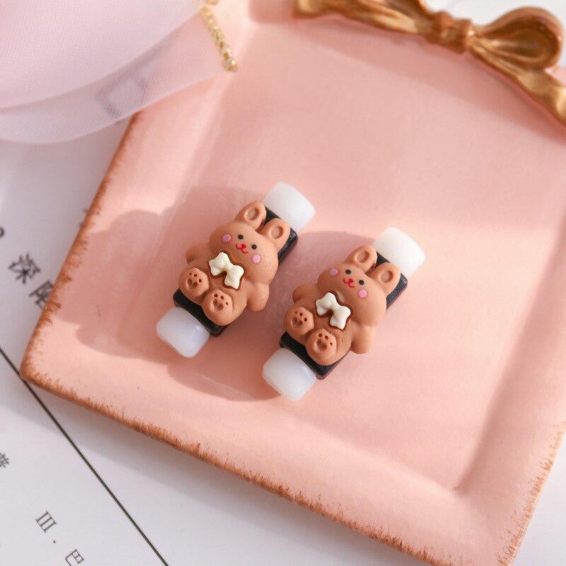 2Pcs Charger Cable Winder Protector White Bear Cartoon Saver Data Line Protective Case Earphone Cord Sleeve Cover Wire Organizer