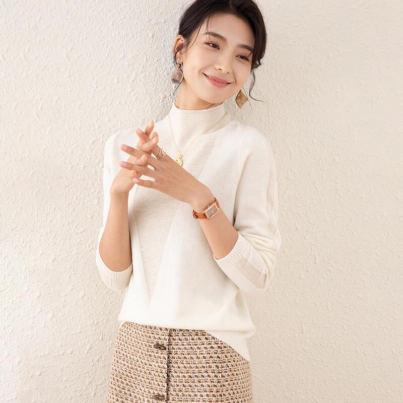 TUHUANG Women's Metallic Thread Wool Semi-High Collar Sweater