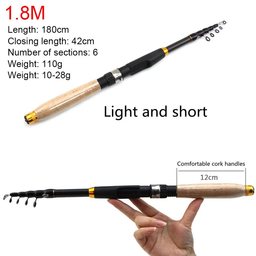 0.6-3m Telescopic Fishing Rod Cork Handle Small Short Sea Pole Carbon Fiber Portable Mini Spinning Pole Fishing Accessories