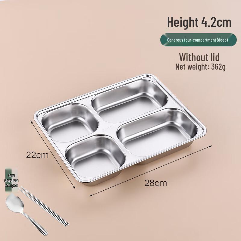 304 Stainless Steel Four-Compartment Meal Tray