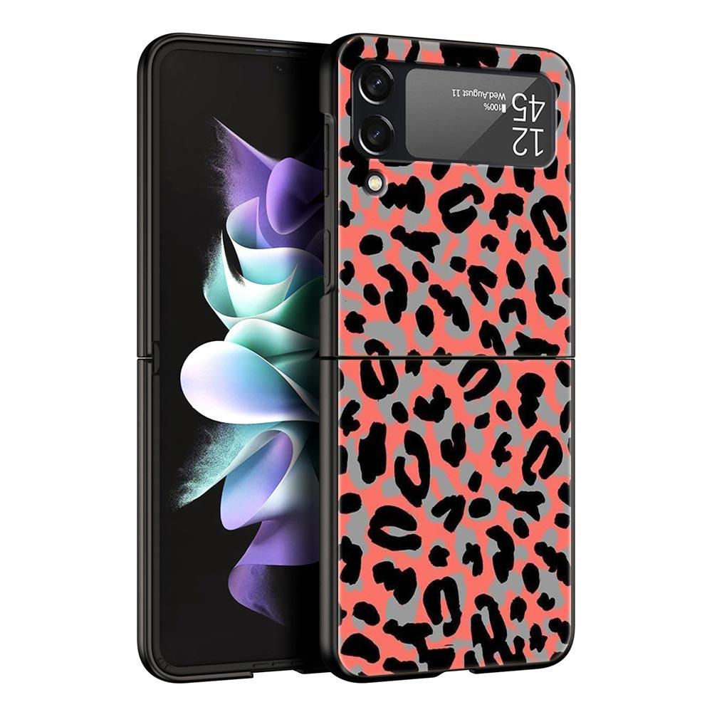 Leopard Print Pattern Phone Case For Samsung Galaxy Z Flip 6 5 4 3 Shell For Samsung Z Flip3 Flip4 Flip5 Flip6 Hard PC Cover