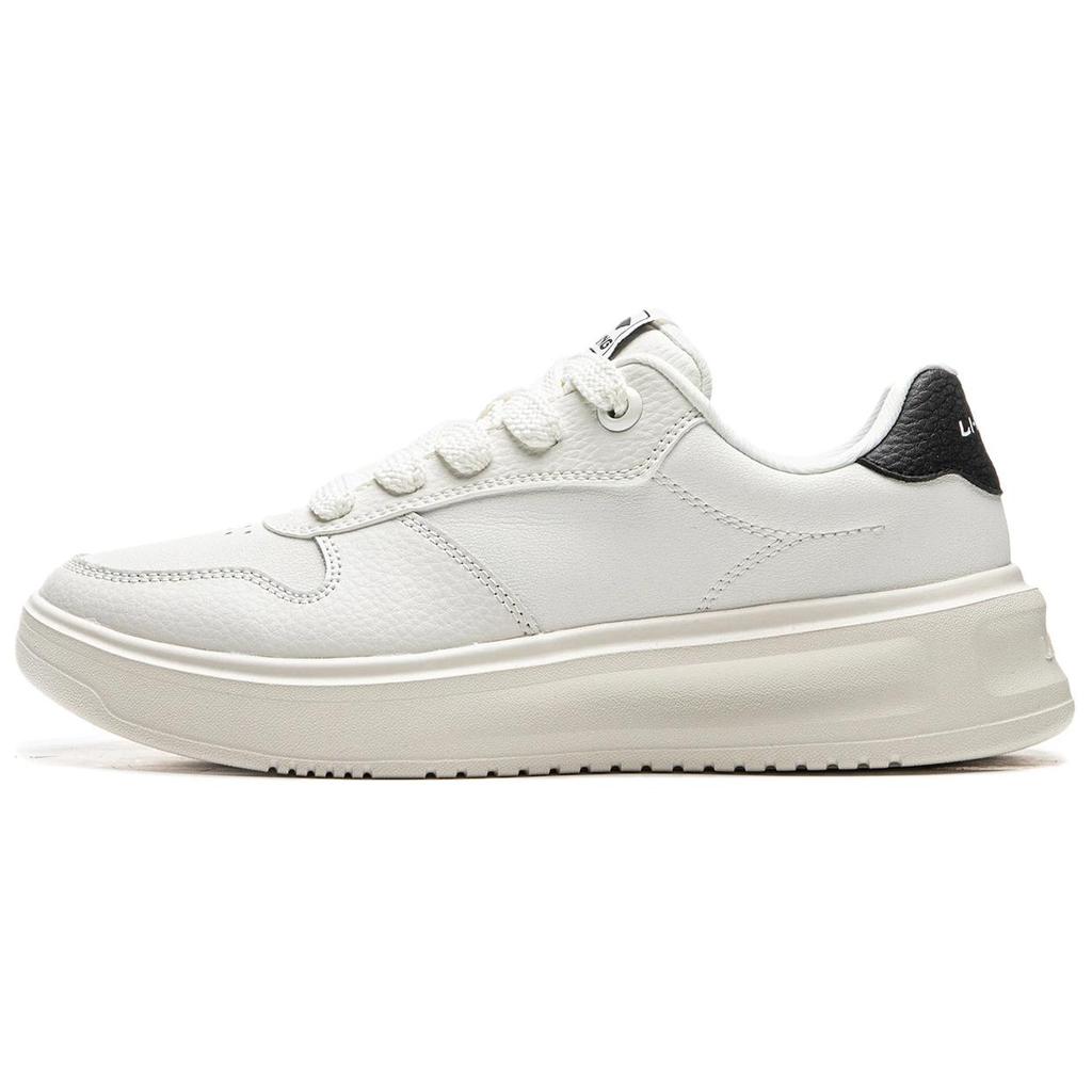 Li Ning Cloud Sky Versatile Thick Sole Height Increasing Non Slip Wear Resistant Breathable Low Top Skate Shoes Women Sneakers White Black AGCU320-4