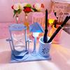 Creative Led Sand Glass Hourglass Pen Holder with Antique Street Lamp