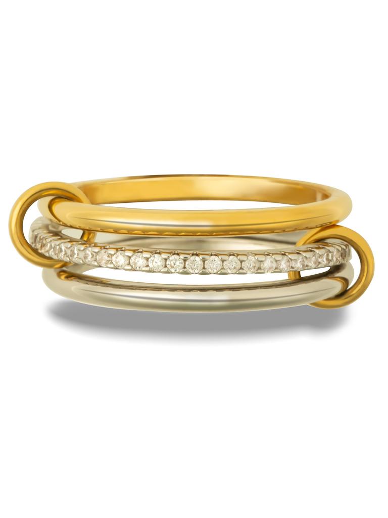 Fashion Gold And Silver Gold-Plated 4 Stackable One-Piece Thick Sparkling Zircon Rings For Women's Party Jewelry Rings