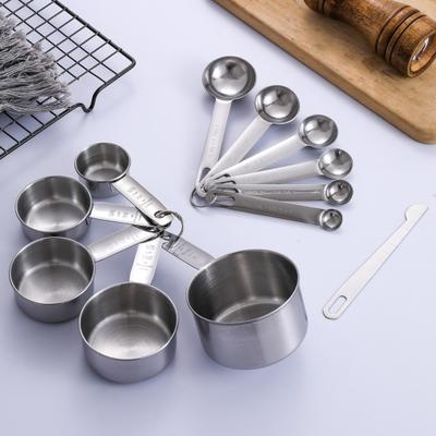 12Pcs Measuring Cups Spoons Set 5 Stainless Steel Nesting Measuring Cups 6 Measuring Spoons 1 Measuring Stick Baking Cooking Kitchen Gadgets