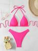 Women's European and American High-Waist Lace-Up Solid Color Bikini