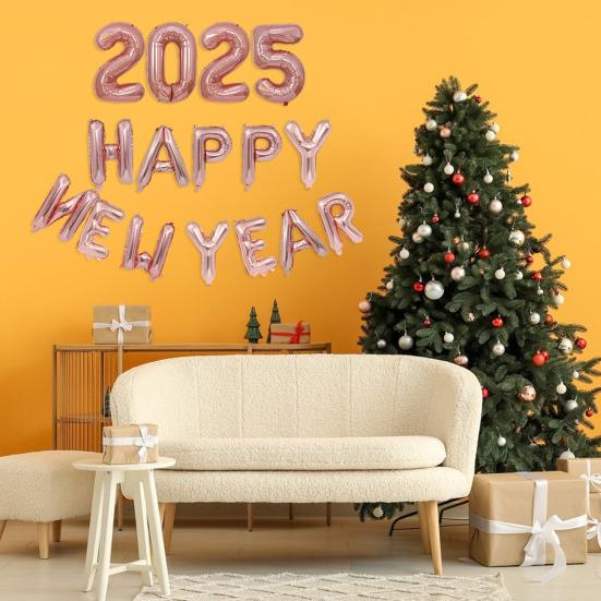 2025 Happy New Year Balloons Set Self-Sealing Aluminum Foil Balloons Happy New