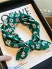 Japanese Harajuku Cotton Small Square Scarf New Korean Silk Scarf Headband Women's Spring and Autumn Floral Scarf Scarf Neck Protector Scarf