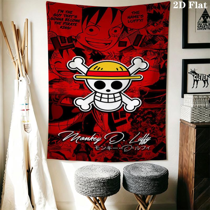 One Piece Straw Hat Pirates Wall Tapestry Aesthetic Wall Hanging Printed Fabric Blanket Decorative Tapestries For Bedroom Living Room Home Decor