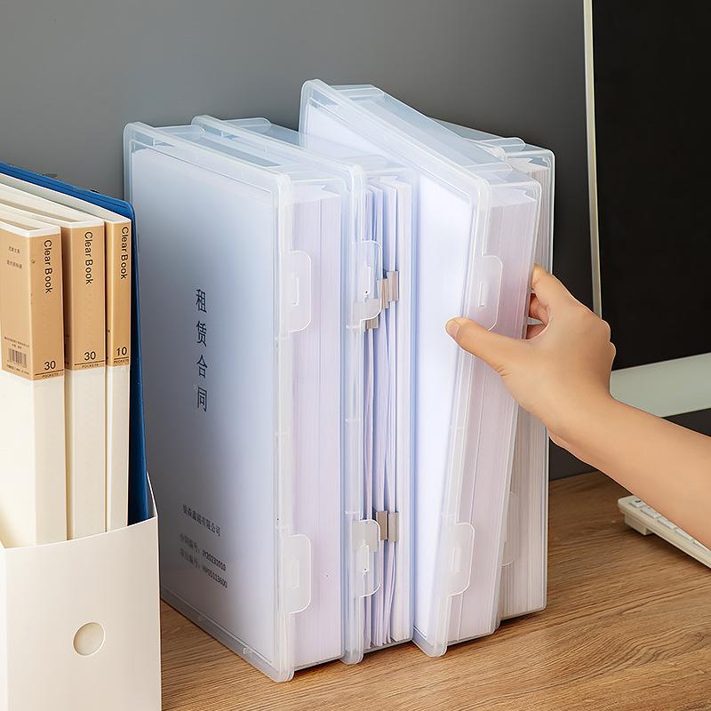 Transparent Storage Box Multifunctional Desktop Large Capacity A4 Paper Plastic Organizer Box Document Organizer Office Supplies