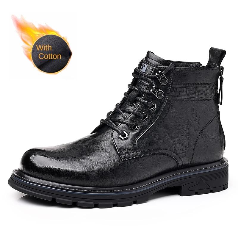 Fashion Italian Ankle Boots Winter Work Boots Men's Business Boots Wear-resistant Soles Men's Casual Boots Cold Resistant Cotton Boots
