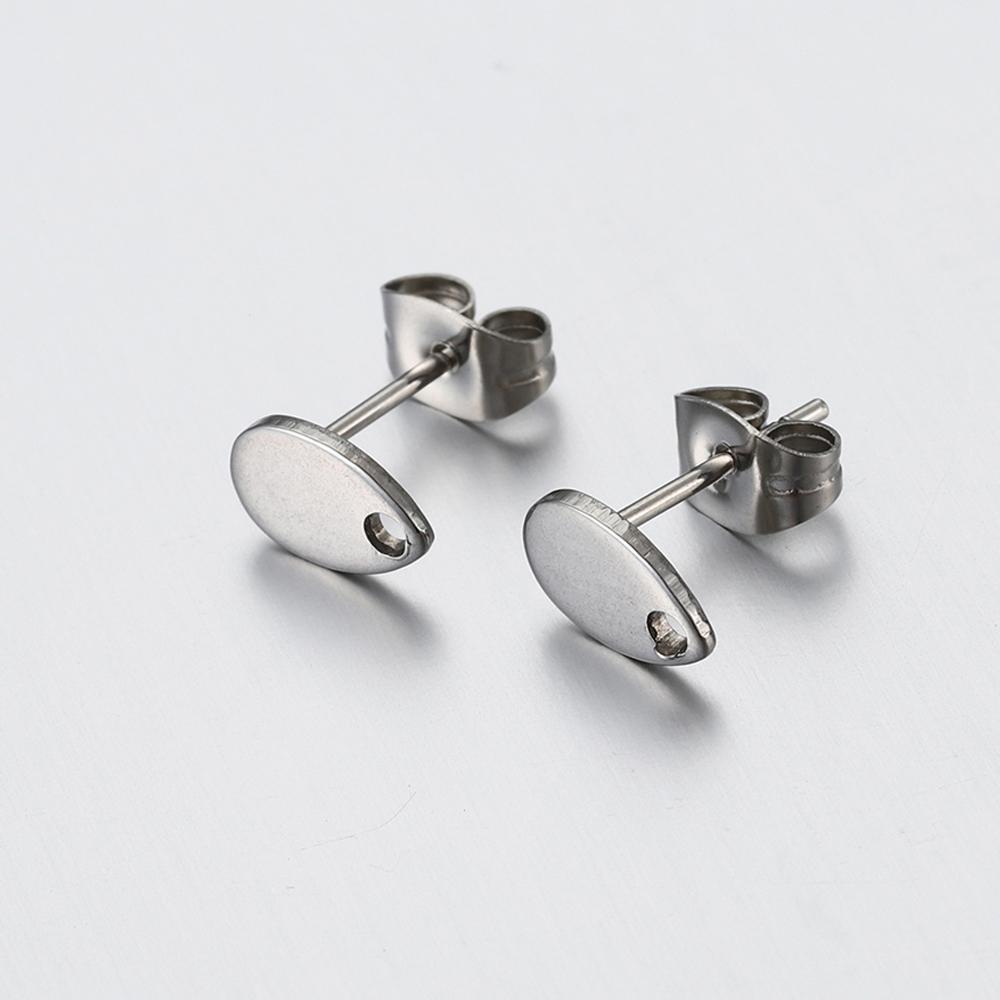 10pcs Gold Stainless Steel Love Heart Ear Studs for DIY Earrings Base Jewelry Making Hole Dangle Charm Components Accessories