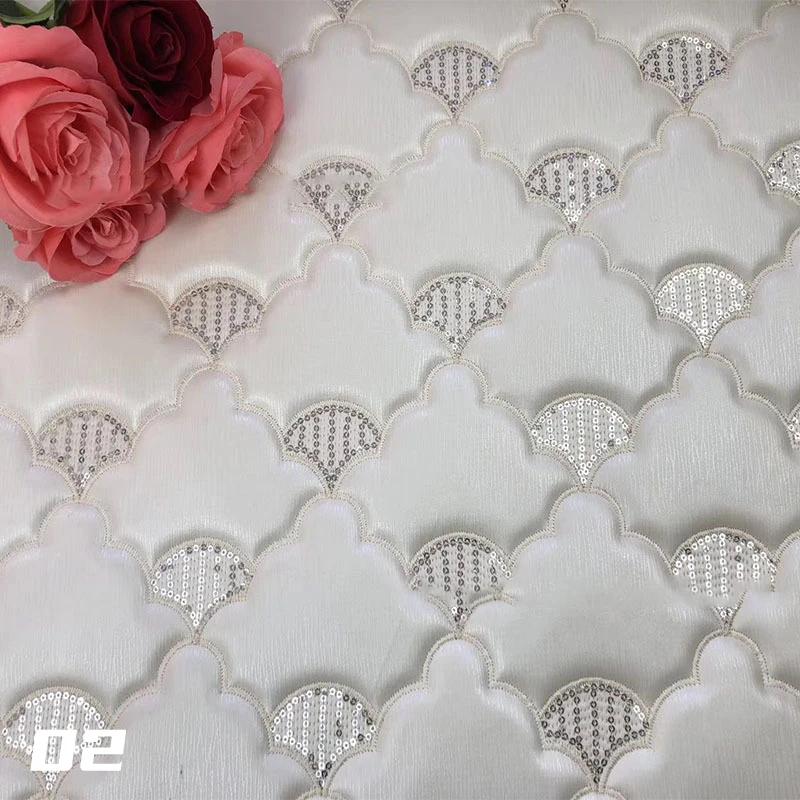6mm Thick Sponge Quilted Faux Leather Fabric Embroidered Car Interior Material Embroidered Car Upholstery Trim Fabric 100x135cm