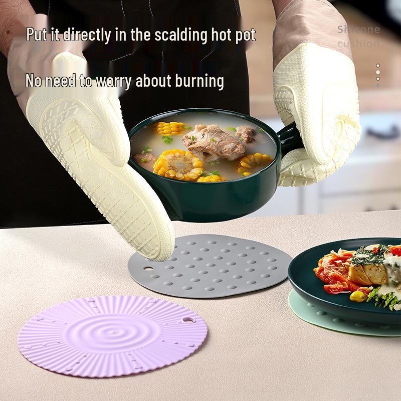 Silicone Heat-Resistant Pot Mat - Round Anti-scald Placemat Coaster for Kitchen