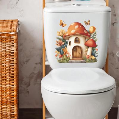 Adesivi Decorativi e Abbellenti per Bagno Casa Fungo Cartone Animato Fiori e Farfalle