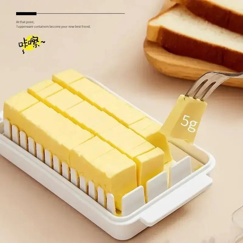 Transparent Lid Butter Partition Cutting Storage Box Butter Cheese Removable Washable Refrigerator Fresh-keeping Box