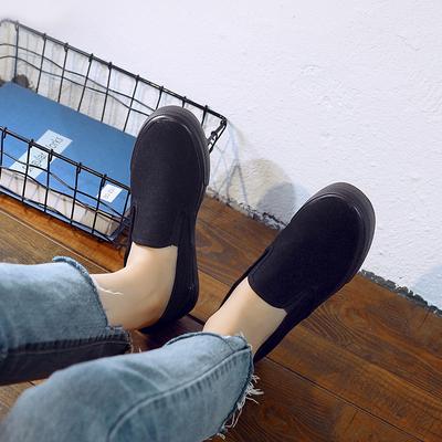 Fashion Autumn Women's Black Canvas Slip-On Shoes Low Top Flat Comfort Work Casual Sneakers for Daily Walking Breathable Sneakers Women