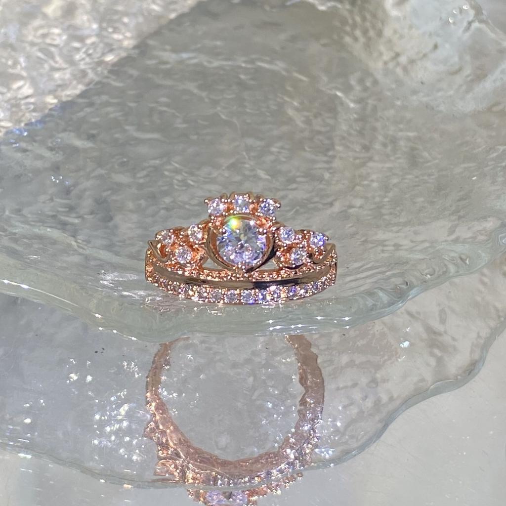 Personalized European and American Crown Rings  Diamond Set Couple Accessories Creative Accessories Rings