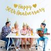 Happy 50th Anniversary Banner, 50th Wedding Anniversary, 50th Birthday, 50 Years Loved Party Decorations (Gold Glitter)