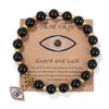 Natural Stone Bead Bracelet with Vintage Evil Eye Pendant, Versatile Hand Jewelry