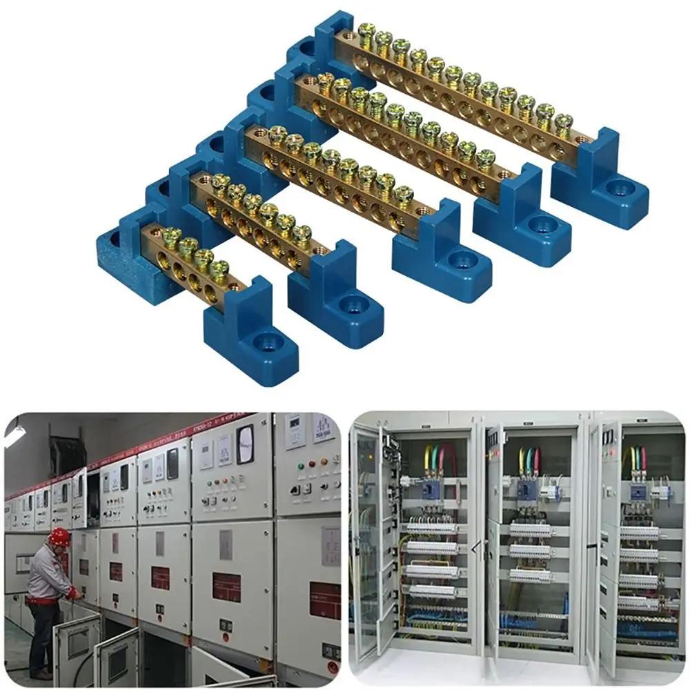 New 6*9 Copper Ground Bar 4/6/8/10/12 Hole High Bridge Type Zero Ground Wiring Connection Din Rail Terminal Distribution Box