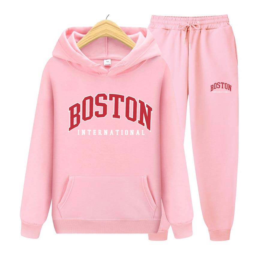 Mikiny + Kalhoty Dvoudílná sada Boston Potisk Pánské Dámské Mikiny Teplákové soupravy Jogger Kalhoty tlusté Teplé oblečení Muži