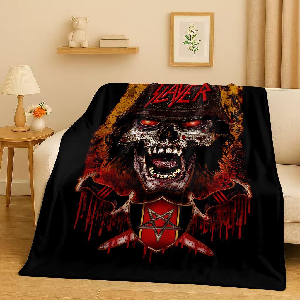 3D Slayer Thrash Metal Rcck Music Band Sign Flannel Blanket,Ultra Soft Warm Plush Throw for Home Bedroom Bed Sofa Cover Gift Kid