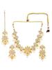 Gold Plated Square Shape Pearl Choker Necklace Set, Metal, Kundan