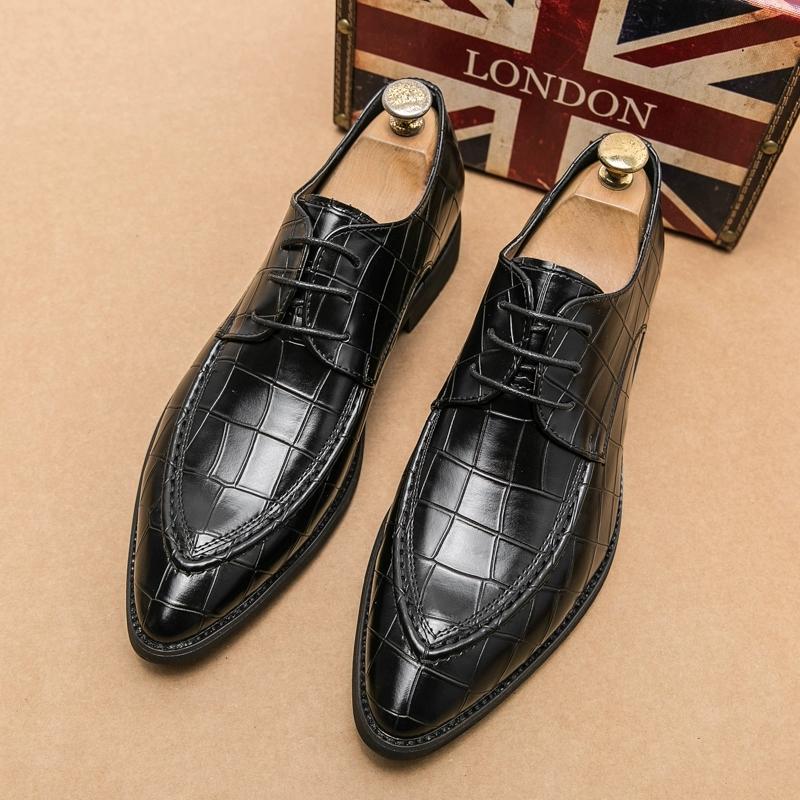 

Brown Colors Mens Dress Shoes Retro Male Leather Shoes Business Male Baroque Footwear Casual Mens Oxford Footwear 38 чорний